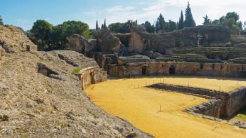The amphitheatre, Roman city of Italica, near Santiponce, Seville Province, Andalusia, Spain (photo) | Obraz na stenu