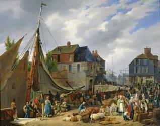 Loading Livestock onto the 'Passager' in the Port of Honfleur, 1823 (oil on canvas) | Obraz na stenu