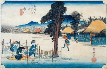 Minakuchi: famous production of Kampyo, from the series 'Fifty-three Stations on the Tokaido', c.1834-35 (colour woodblock print) | Obraz na stenu