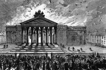 Burning of the Court-House at Cork, c.1891 (engraving) | Obraz na stenu