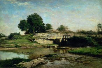 The Lock at Optevoz, 1859 (oil on canvas) | Obraz na stenu