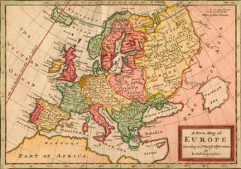 A New Map of Europe According to the Newest Observations by H. Moll Geographer. European map dated circa 1720 by Herman Moll. | Obraz na stenu