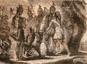 Pocahontas interceding for the life of Smith in 1607, illustration from 'Tales of Travellers' or 'A View from the World', published 1838 (litho) | Obraz na stenu