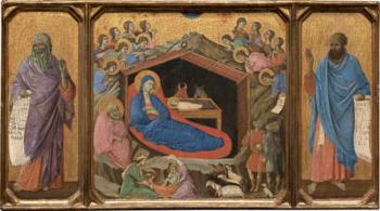 The Nativity with the Prophets Isaiah and Ezekiel, 1308-11 (tempera on single panel) | Obraz na stenu