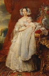 Helene-Louise de Mecklembourg-Schwerin, Duchess of Orleans (1814-58) with his son Count of Paris (1838-94) 1839 (oil on canvas) | Obraz na stenu