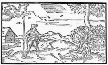 Month of September, from 'The Shepheardes Calender' by Esmond Spenser (1552-99), facsimile of original published in 1579 (woodcut) (b/w photo) | Obraz na stenu