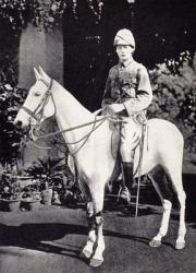 Winston Churchill on horseback in Bangalore, India in 1897, from 'A Roving Commission by Winston S. Churchill', published by Scribner's, 1930 (litho) | Obraz na stenu