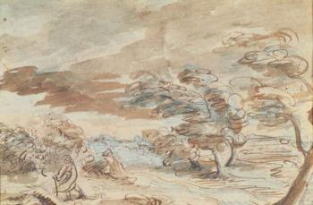 Landscape (pen and ink wash on paper) | Obraz na stenu