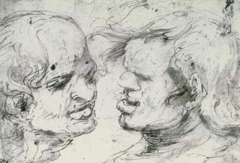 Two Heads (pen and ink on paper) | Obraz na stenu