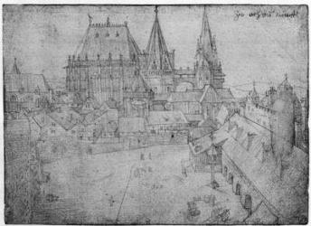 The Minster at Aachen, 1520 (silverpoint on paper) (b/w photo) | Obraz na stenu