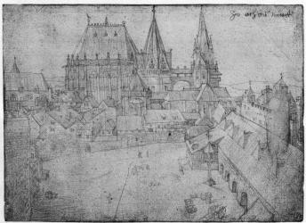 The Minster at Aachen, 1520 (silverpoint on paper) (b/w photo) | Obraz na stenu