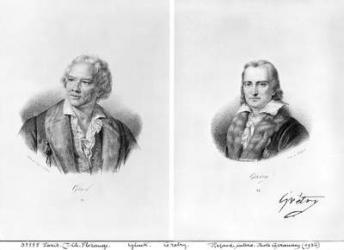 Christoph Willibald von Gluck (1714-87) and Andre Ernest Modeste Gretry (1741-1813) (litho) (b/w photo) | Obraz na stenu