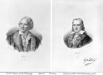 Christoph Willibald von Gluck (1714-87) and Andre Ernest Modeste Gretry (1741-1813) (litho) (b/w photo) | Obraz na stenu