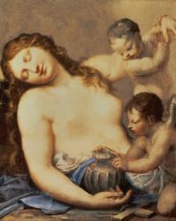 Penitent Mary Magdalene with putti | Obraz na stenu