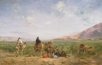 Travellers resting at an Oasis | Obraz na stenu