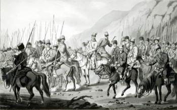 Different Tribes of Russian Cossacks in Marching Order, 1813 (engraving) (b/w photo) | Obraz na stenu