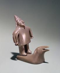 Mythological figure standing on a whale, from Cape Dorset (soapstone) | Obraz na stenu