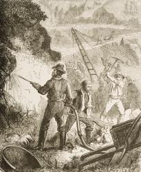 Silver Mining Operation, Nevada, c.1870, from 'American Pictures', published by The Religious Tract Society, 1876 (engraving) | Obraz na stenu