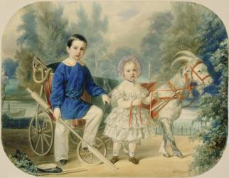 Grand Duke Alexander and Grand Duke Alexey as Children, 1853 (w/c on cardboard) | Obraz na stenu