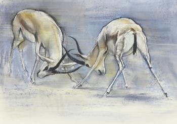 Sand Gazelles, 2009 (conte & charcoal on paper) | Obraz na stenu