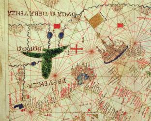 Provence and Northern Italy, from a nautical atlas, 1520 (ink on vellum) | Obraz na stenu