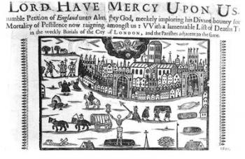 'Lord Have Mercy Upon Us': The Plague in London (woodcut) (b/w photo) | Obraz na stenu