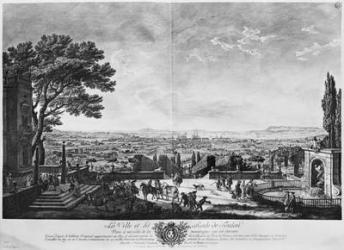 Town and Port of Toulon, seen from halfway down the mountain behind, series of 'Les Ports de France', engraved by Charles Nicolas Cochin the Younger (1715-90) and Jacques Philippe Le Bas (1707-83) 1762 (etching & burin) | Obraz na stenu