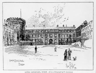 Lower Castle Yard, Dublin, engraved by Herbert Railton (1857-1910) (engraving) (b/w photo) | Obraz na stenu