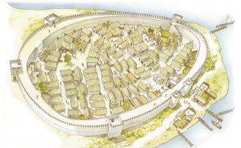 Greece. Polis (city) 8th century. Reconstruction | Obraz na stenu