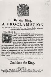 A Proclamation by the King, for the Further Discovery of the Late Horrid Design Against His Majesties Sacred Person and Government, 27th November 1678 (b&w photo) | Obraz na stenu