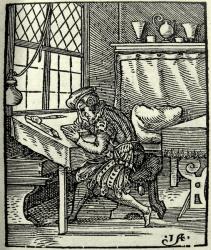The Woodblock cutter, 1568 (woodcut) | Obraz na stenu
