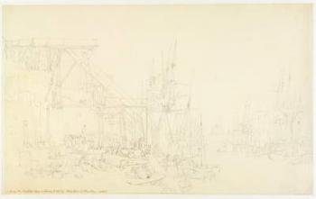 'The Hurries', coal boats loading, North Shields, c.1795 (graphite on paper) | Obraz na stenu