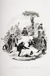 Mr. Pickwick in chase of his hat, illustration from `The Pickwick Papers' by Charles Dickens (1812-70) published 1837 (litho) | Obraz na stenu
