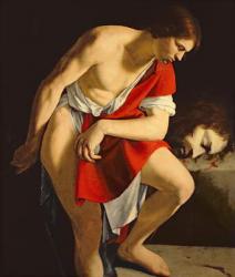 David contemplating the head of Goliath (oil on canvas) | Obraz na stenu