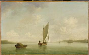 A Smack Under Sail in a Light Breeze in a River, c.1756-9 (oil on canvas) | Obraz na stenu