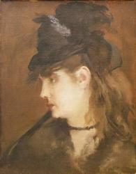 Berthe Morisot in a Black Hat (oil on canvas) | Obraz na stenu