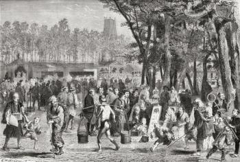 Japanese fair in Yedo, now known as Tokyo, Japan, in the 19th century. | Obraz na stenu