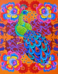 Peacock with flowers, 2015, (oil on canvas) | Obraz na stenu