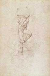 W.53r The Risen Christ, study for the fresco of The Last Judgement in the Sistine Chapel, Vatican (pencil) | Obraz na stenu