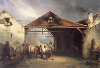 A Farrier shoeing a Horse (oil on canvas) | Obraz na stenu