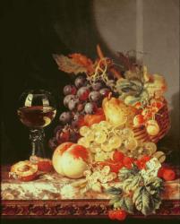 Still life with grapes and wine (oil on canvas) | Obraz na stenu