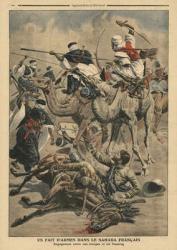 French troops in Sahara, illustration from 'Le Petit Journal', supplement illustre, 17th March 1907 (colour litho) | Obraz na stenu