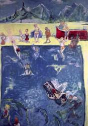 Swimmers in Wengen (oil on canvas) | Obraz na stenu