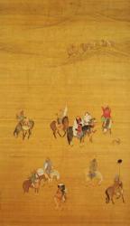 Kublai Khan (1214-94) Hunting, Yuan dynasty (ink & colour on silk) (see 110534 & 226021 for detail) | Obraz na stenu