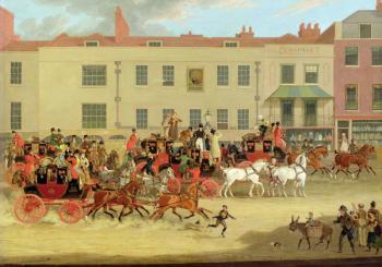 The North Country Mails at the Peacock, Islington, 1821 (oil on canvas) | Obraz na stenu