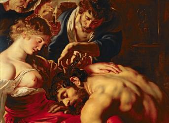 Samson and Delilah, c.1609 (oil on panel) (detail of 15815) | Obraz na stenu