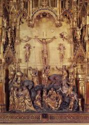 Altarpiece of the Crucifixion, detail of the central panel, from the Church of Chartreuse de Champmol, c.1391 (gilded wood) | Obraz na stenu