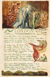 'London', plate 38 from 'Songs of Experience', 1794 (colour printed etching with w/c) | Obraz na stenu