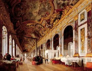 The Hall of Mirrors at Versailles used as Military Hospital for Tending Wounded Prussians in 1871 (oil on canvas) | Obraz na stenu