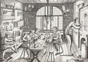Interior of Etienne Delaune's workshop, from 'Les Arts au Moyen Age', published 1873 (litho) | Obraz na stenu